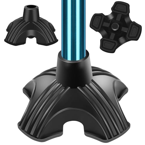 supregear Cane Tip 5/8 inch Heavy Duty - Self Standing Rubber Quad Base | Non-Slip 4 Prong Replacement Foot Pad for Walking Cane - Metal Insert for Enhanced Stability and Comfort, 5/8" I.D - size: 5/8 Inch