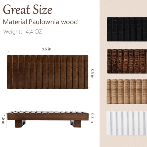 Bathroom Tray Rustic Farmhouse Decor Wood Stand, 8.6" * 3.6" Walnut | Waterproof, Lightweight, Easy Clean, Wood Riser Kitchen soap holder Accessories for Office Desk, Vanity, Counter, Sink - color: Walnut, size: 8.7" x 3.6" x 1.6"