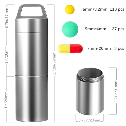Small Pill Case (2 Compartments Design), Portable Metal Pill Holder Keychain Waterproof Pill Box Container Mini Stainless Steel Pill Organizer for Travel Purse Pocket - size: Large
