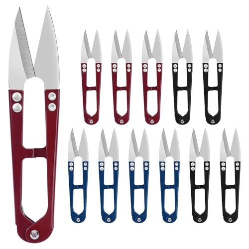 UCEC 12Pc Thread Snips Sewing Scissors Small Crochet Scissors Thread Cutter | 4.2" Sewing Snips for Yarn Cutting, Stitching, Embroidery, Knitting & Crochet, Mini DIY Craft Scissors, Random Colors - color: Colorful