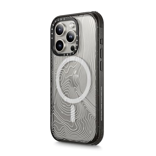 CASETiFY for iPhone 15 Pro Case - Ultra Impact Compatible with MagSafe | Strong Slim | 11.5 ft. 5X Militray Grade Drop Protection | Topography Map | Black - color: Topography Map, size: Iphone 15 Pro (6.1")