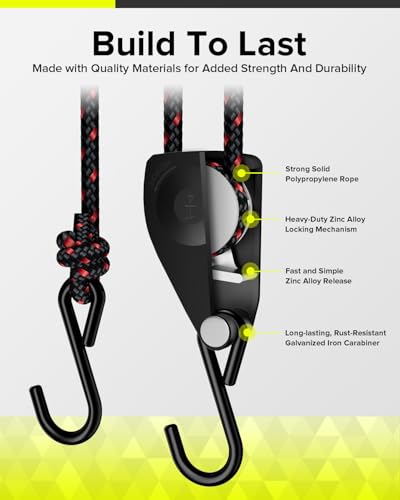 1/4" Ratchet Tie Down Straps, 2-Pack 12ft Adjustable Rope Hangers - size: 2-Pack,1/4''