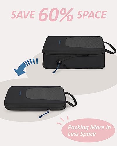 Bagsmart Compression Packing Cubes, Travel Bag Cruise Ship Essentials - color: Power Black, size: 6 Set