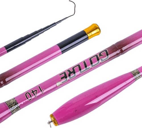 Goture Telescopic Mini Pocket Fishing Pole, Portable Fishing Hand Pole, Stream and Universal Fishing Rod, Ultralight High Strength Fishing Rods Fit for Beginners - color: Pink1, size: 1.4m/4'6''