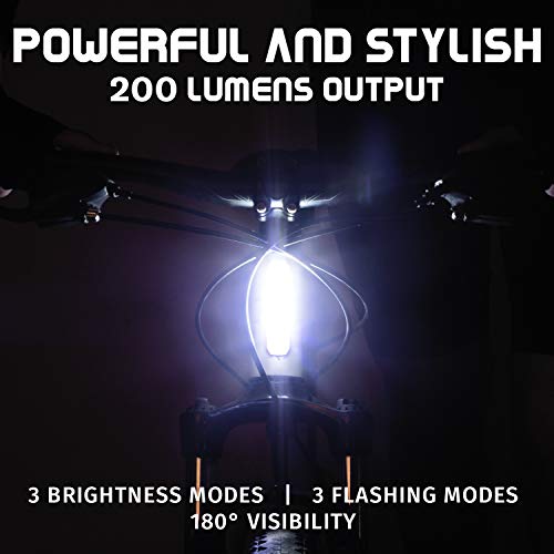 Apace Illuma ZT3000 USB Rechargeable Front Bike Light with 200 Lumens Light for Optimal Visibility on Bike