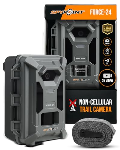 SPYPOINT FORCE-24 Non-Cellular Trail Camera, 2K Video, 24MP Photos, Low-Glow LEDs, Night Vision Game Camera, 70ft Motion Detection, Affordable Trail Cam, Must-Have Hunting Equipment | 70ft Motion Detection, Night Vision Game, 2K Video, 24MP Photos, Low-Gl