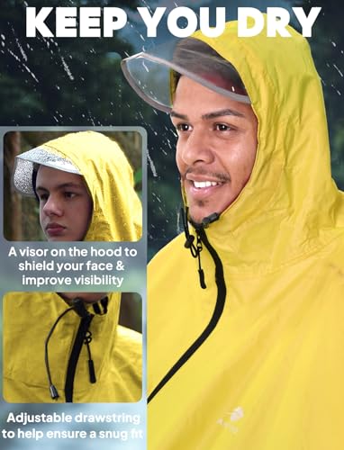 ANYOO Waterproof Rain Poncho Bike Bicycle Rain Capes Lightweight for Adults - color: Yellow