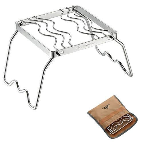 CAMPINGMOON Portable Folding Camping Campfire Grill over Fire Split Stoves 304 Stainless Steel (7’’L (MS-1001)) - color: 7''L (MS-1001)