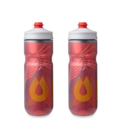 HydraPak Polar Surge Insulated Bike Water Bottle (20oz, Ascent Red) - color: Ascent Red, style: 20oz/600ml