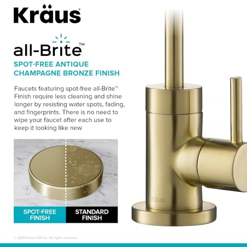 KRAUS Purita 100% Lead-Free Kitchen Water Filter Faucet in Spot Free Antique Champagne Bronze, FF-100SFACB - color: Spot-Free Antique Champagne Bronze, style: Filter Faucet