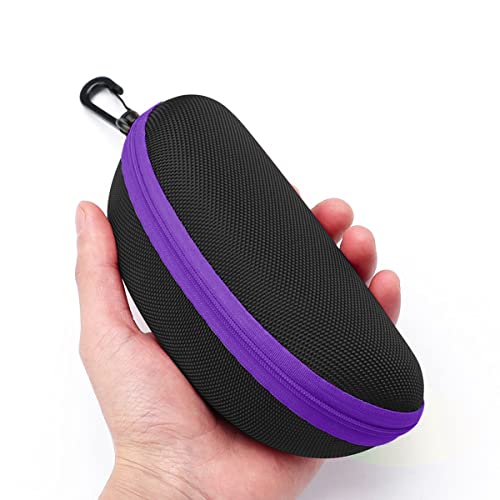 3pcs Zipper Hard Shell Sunglasses Case and Eyeglasses Case Portable Travel Glasses Case with Plastic Hook - color: Purple