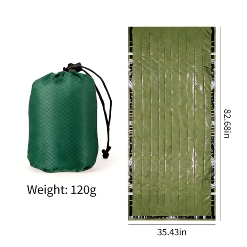 3 PCS Ultra-Light Thermal Emergency Sleeping Bag, Waterproof Survival Bivy Sack with Storage Pouch for Outdoor Adventures - color: Green