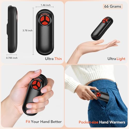 Upgraded Hand Warmers Rechargeable 2 Pack, AI Electric Hand Warmers, Portable Heater, 1s Safe Rapid Heat, 5 Gears Temperature Control, for Hunting, Camping, Hiking, Outdoor - color: black