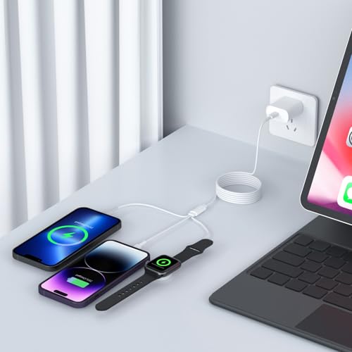 3 in 1 Multi Chargers Cable 6FT with 20W USB C Charger, for Apple Watch Charger Fast Charging,for iWatch Series Ultra2/SE/10/9/8/7/6/5/4/3/iPhone 15 16 Pro Max/14/13/12/11 - style: 3 in 1 Multi Chargers Cable