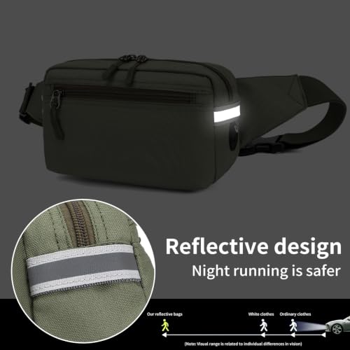 Mini Hiking Waist Bag, 3-Pocket 1.7L RFID Blocking Fanny Pack for Men Women - color: Army Green