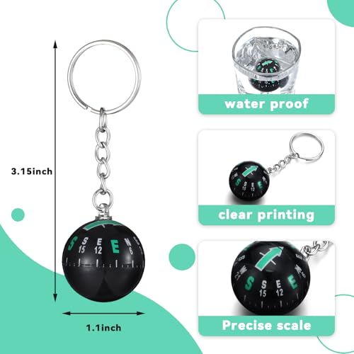Simgoing 6 Pcs Compass Keychain Ball Liquid Filled Compass Ball Keychain Small Useful Outdoor Tool Gift for Camping Hiking Survival Backpacking Explore