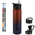 HASLE OUTFITTERS Insulated Water Bottle 22 oz Double Wall Stainless Steel Water Bottle Wide Mouth with Straw Lid & Spout Lid Keeps Cold or Hot(Ruby Purple Gradient,1) - color: Ruby Purple Gradient, size: 22 Ounces