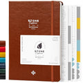 Stone Journal Explorer Notebook – A5 Waterproof Paper Field Journal, Vegan Leather Hardcover, 144 Pages Alternating Ruled & Dot Grid, Back Pocket, Weather-Resistant (Tan Brown) - color: Tan Brown