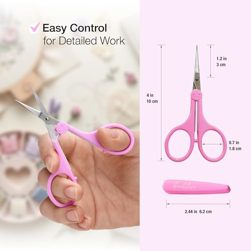 High Precision Detail Scissors Set (2-Pc) Sharp, Fine Tips | Paper Cutting, Scrapbooking, Sewing, Crafting | Stainless Steel | Protective Cover (Pastel) - color: Pastel