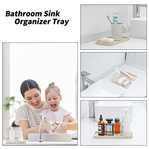 MicoYang Silicone Kitchen Sink Organizer Tray for Multiple Usage,Eco-Friendly Sponges Holder for Kitchen Bathroom Counter or Sink,Dish Soap Dispenser,Scrubber,Bottle,Cup (Tapioca, 10"×5.3") - color: Tapioca, size: 10" x 5.3" x 0.7"