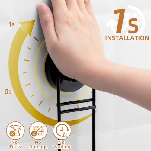 LEVERLOC Soap Dish, Soap Bar Holder for Shower Suction Cup Wall Mounted - color: Black, size: 2 Tier