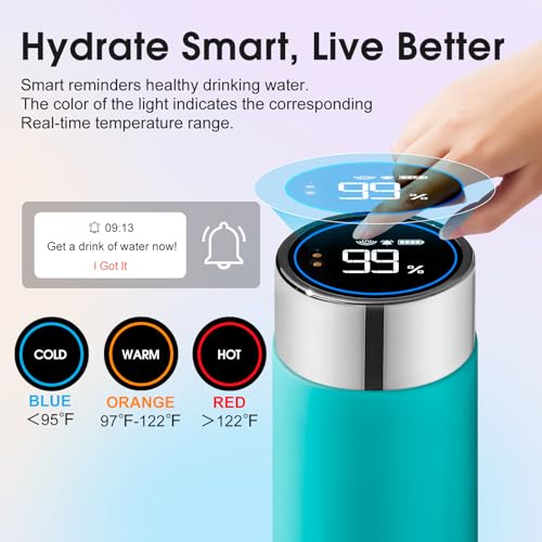 VSITOO S1 Lite 15oz Insulated Stainless Steel Self-Cleaning Water Bottle - color: Blue, size: 15 Ounces