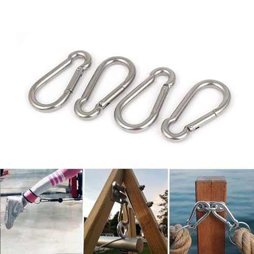 3.15 Inch 4 Pack Spring Snap Hook Carabiner, Cable Machine Accessories for Home Gym Pulldown Attachment, Exercise Machine, Heavy Duty Steel Clip for Outdoor Fitness - size: 3 Inch