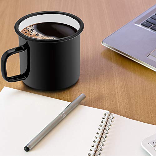 P&P CHEF Enamel Camping Coffee Mug Set of 6, 12 Ounce, 350ML & Black - color: Black