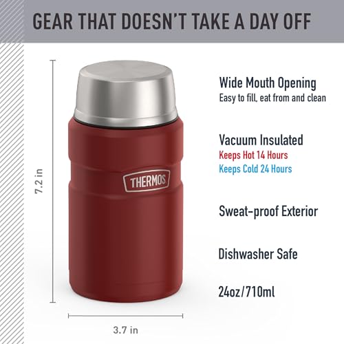 THERMOS Stainless King Vacuum-Insulated Food Jar, 24 Ounce, Matte Red - color: Matte Red, size: 24 Ounce