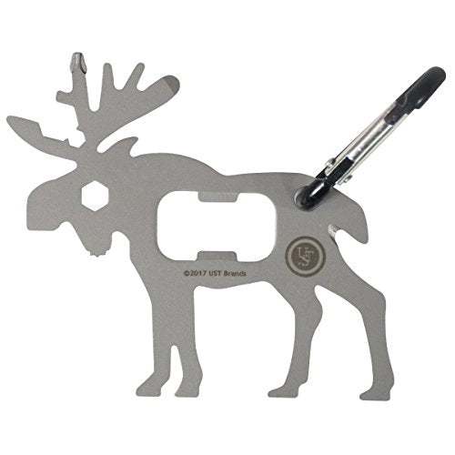 UST Tool-a-Long Multi-Tool Carabiners with Durable, Compact Stainless Steel Construction for Hiking, Kayaking, Camping, Travel and Outdoor Survival - style: Standing Moose