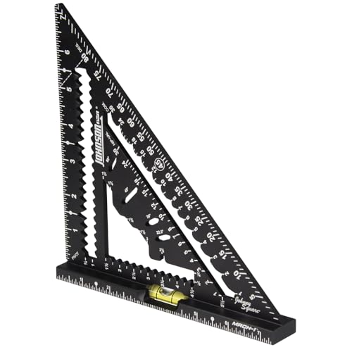 Johnson Level & Tool 1904-0700V 7-1/4" Johnny Square® MACH-1™ Smart Mark™ Rafter Square with Level Vial, Black - size: 7-1/4-inch, style: MACH-1 with Level Vial