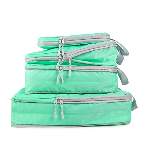 COVAX 4 Set Compression Packing Cubes, Travel Luggage Organizers and Storage Packing Cubes (Green) - color: Green