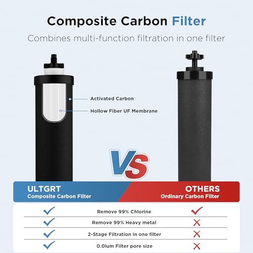 2-Stage Filtration Carbon Purification Element Black Composite Carbon Filters Replacement For Gravity Water Filtration System 2 Pack - style: Composite Carbon Filter