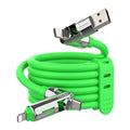 MFish 240W 4-in-1 Fast Charging Cable, Green, 6.6FT | Carrying Case, USB-A & USB-C to USB-C/Lightning, For iPhone 17/16/15/14, MacBook, iPad, Laptop, Samsung S25/S24 - color: Green, size: 6.6Ft