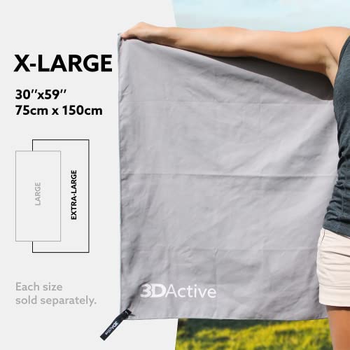 3DActive Microfiber Towel for Gym, Sports & Travel. Ultra Absorbent, Quick Drying, Lightweight, Compact with Carry Bag, Perfect for Workouts, Beach & Outdoors - Extra-Large 30" x 59" - Gray - color: Gray, size: Extra-Large (30x59 inches)