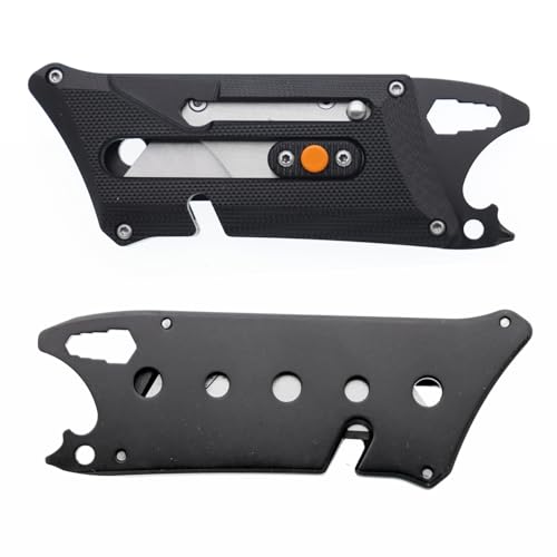 EDC Slide Utility Knife With Bottle Opener Hex Wrench Safety Lock Quick Change Mechanism 5 Extra SK5 Replacement Blade Lightweight Black G10 Handle Multitool Box Cutter Men Father Diy Gift Choice