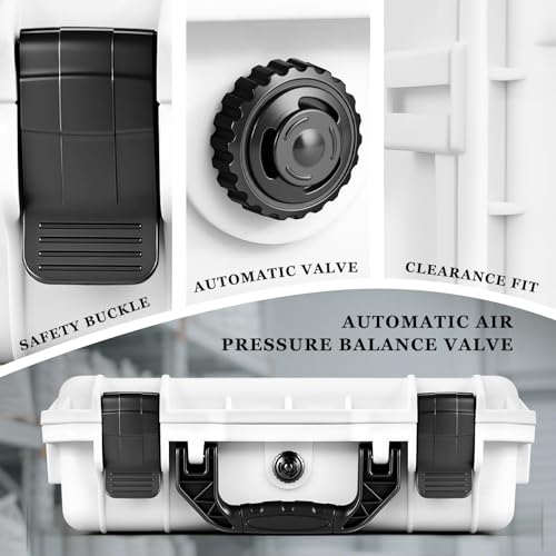 Relaxweex 1 Pcs Waterproof Hard Case with DIY Customizable Foam Insert Portable Protective Case with Knife for Camera Drones Equipments Tools Test Instruments(White,14.3 x 11.4 x 4.5 Inch) - color: White, size: 14.3 x 11.4 x 4.5 Inch
