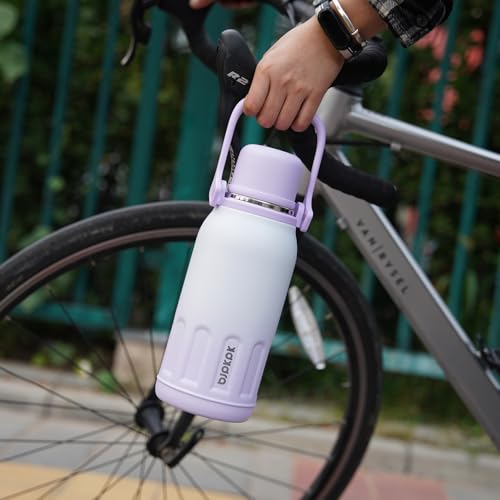 BJPKPK Stainless Steel Insulated Bottle with Handle & Strap, 40oz | Leak-proof vacuum insulation keeps drinks cold/hot for hours. BPA-free, dishwasher safe. Purple Pearl. - color: Purple Pearl, size: 40 Ounces