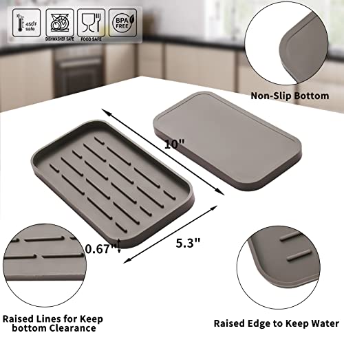 MicoYang Silicone Kitchen Sink Organizer Tray for Multiple Usage,Eco-Friendly Sponges Holder for Kitchen Bathroom Counter or Sink,Dish Soap Dispenser,Scrubber,Bottle,Cup (Coffee, 10"×5.3") - color: Coffee, size: 10" x 5.3" x 0.7"