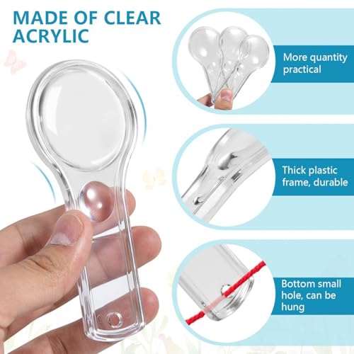 SenseYo 15 PCS Mini Magnifying Glass for Kids 5X 10X Small Clear Kid Magnifier for Seniors Reading Close Work Book Newspaper Study Hobby Nature Exploration Scientific Activities - size: 15