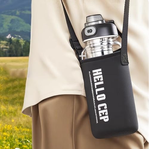 34oz Glass Water Bottle with Capacity Mark & Sleeve, BPA-Free Tea Bottle with Infuser for Hot & Cold Drinks, Tea, Coffee and Water for Gym, Home & Office