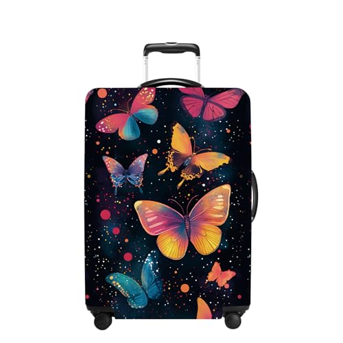 Butterfly Luggage Cover Washable Suitcase Cover Protector Fit 28-30 Inch Luggage Durable Travel Bag Cover with Zipper Closure L - color: butterfly-1, size: L(28-30inch suitcase)