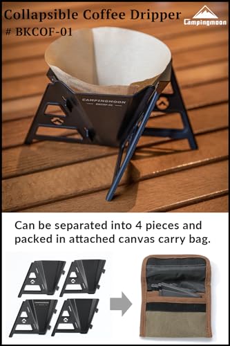 CAMPINGMOON Collapsible Coffee Dripper Pour Over Camping Outdoor 304 Stainless Steel COF-01 (Black) - color: Black