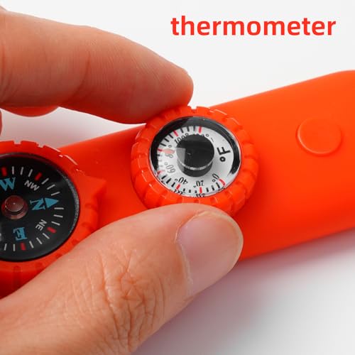 Emergency Survival Safety Whistle，Whistle for Kids with Lanyard,Compass,Thermometer,Ideal for Kayaking, Boating, Hiking, Camping, Climbing - color: Orange 2pcs