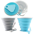 Litoexpe 2 Pack Silica gel Collapsible Travel Cup 270ml, Grey & Blue | with Lids, Portable Folding Camping Cup, for Camping and Travel - color: Grey & Blue