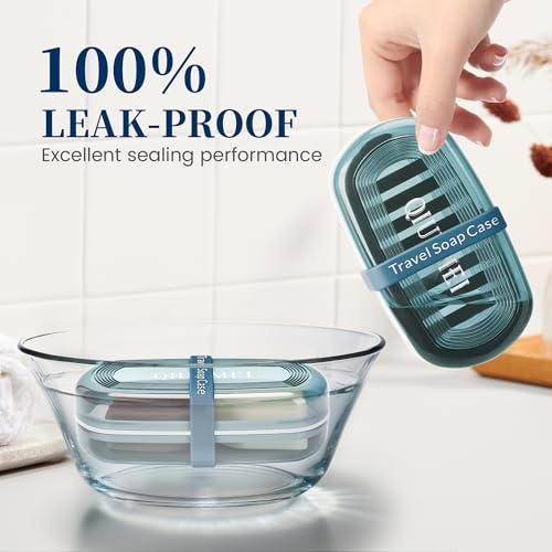 Shampoo Bar Holder and Soap Case | Leakproof Travel Container with Lid & Drain Tray | Includes Silicone Strap and Mesh Soap Bag | for Bathroom, Shower, Camping, Gym Travel (Blue, Large) - color: Blue Style A-large