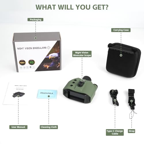 4K HD Digital Night Vision Goggles for Adults 10X Zoom Binoculars 3" LCD - color: Green&Black