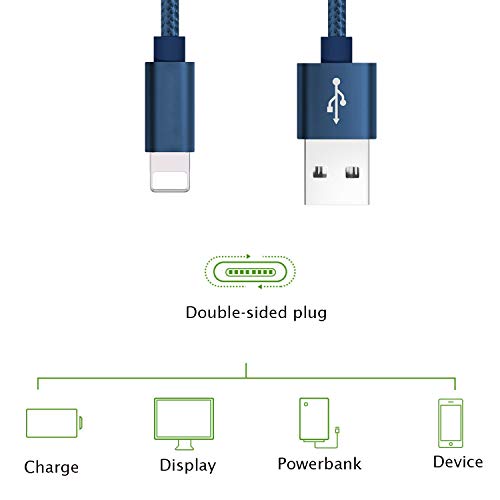 RoFI Compatible Phone Cable, [2Pack] 6FT Nylon Braided Fast Charging USB Cord Replcement for Phone X 8 8 Plus 7 7 Plus 6s 6s Plus 6 6 Plus 5 5S 5C SE Pad Air Mini and More (2 Pack Dark Blue, 6 FT) - color: 2 Pack Dark blue, size: 6 FT