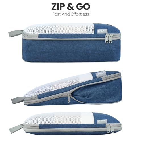 Compression Packing Cubes for Travel, Lightweight Vacation Travel Essentials, Travel Accessories for Suitcase Organizer Bags Set, Durable Luggage Organizer - color: Navy, size: 6 set-EVA