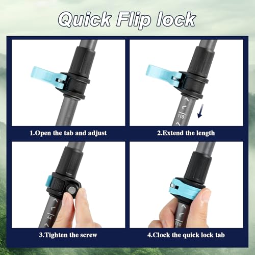 Hiking Poles, Ultra-Light Telescopic Trekking Poles,Portable Walking Sticks with Adjustable Height for Men and Women - color: Skyblue